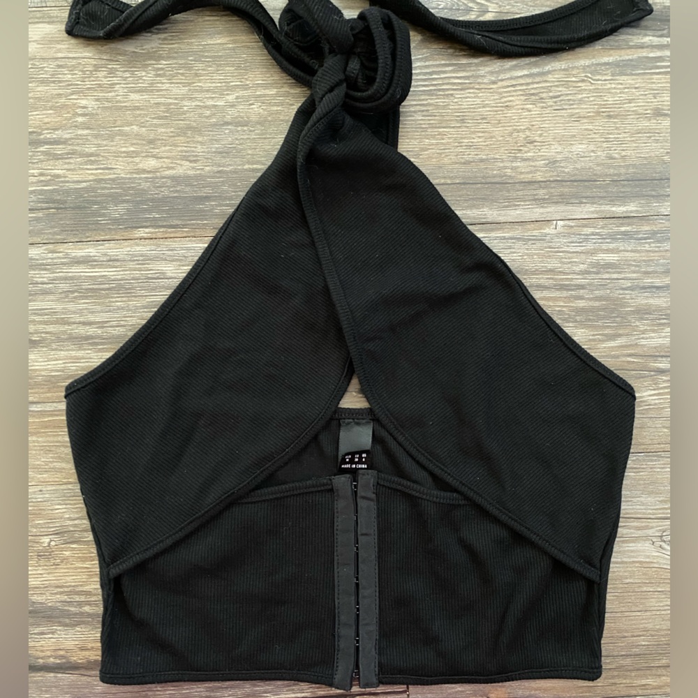 Black corset twisted halter Top